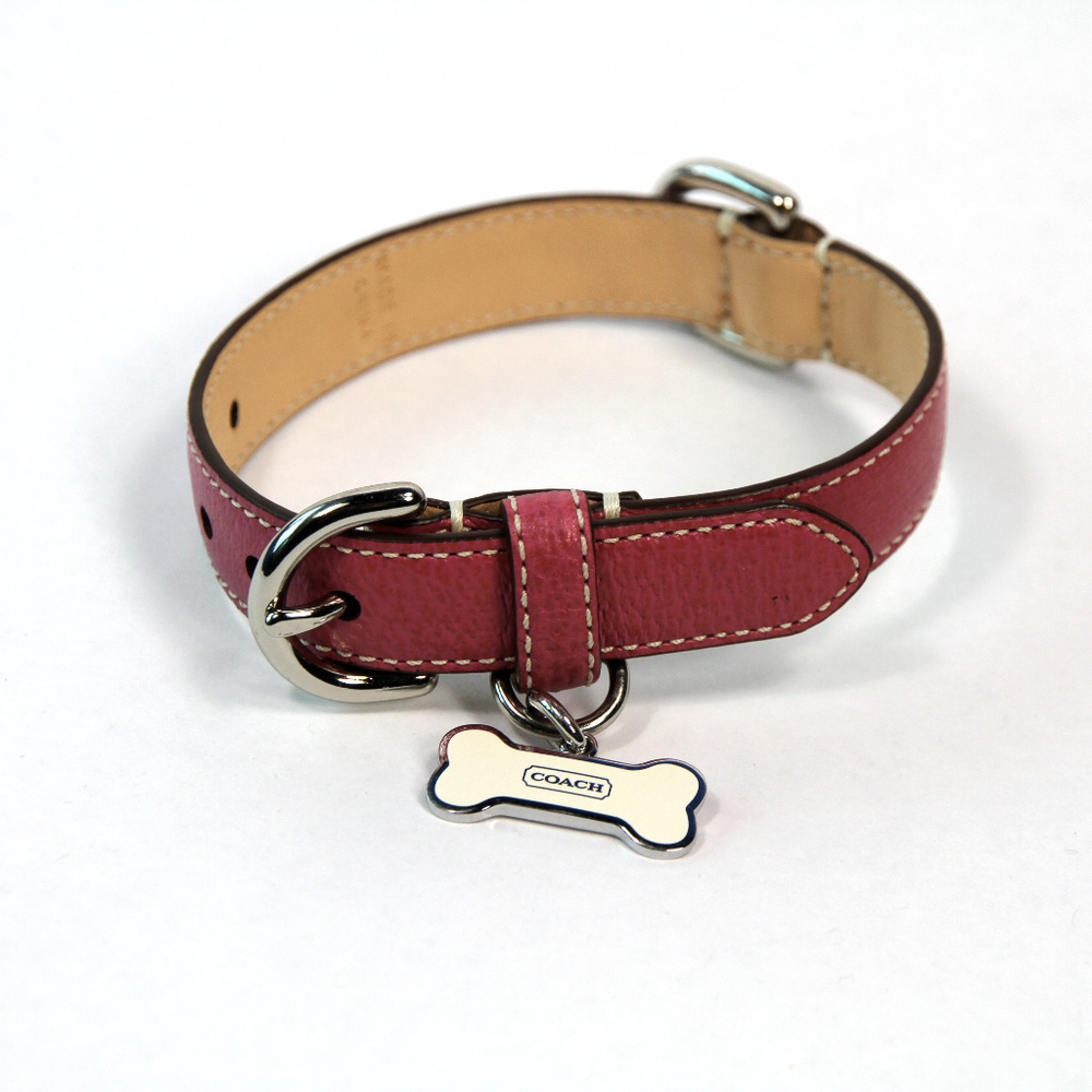 Coach Pink Leather Dog Collar XS
